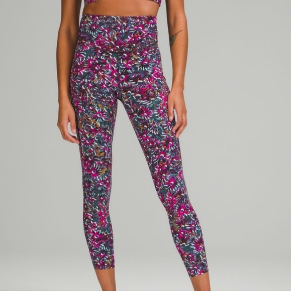 lululemon athletica Pants - Lululemon Base Pace High-Rise Running Tight 25" Floral Electric Multi Sz 20 NWT